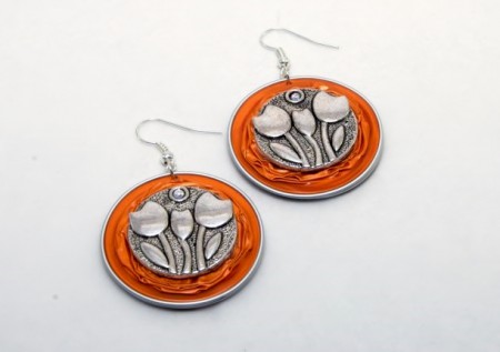 Narancssárga tulipános fülbevaló - Ár: 1.290 Ft